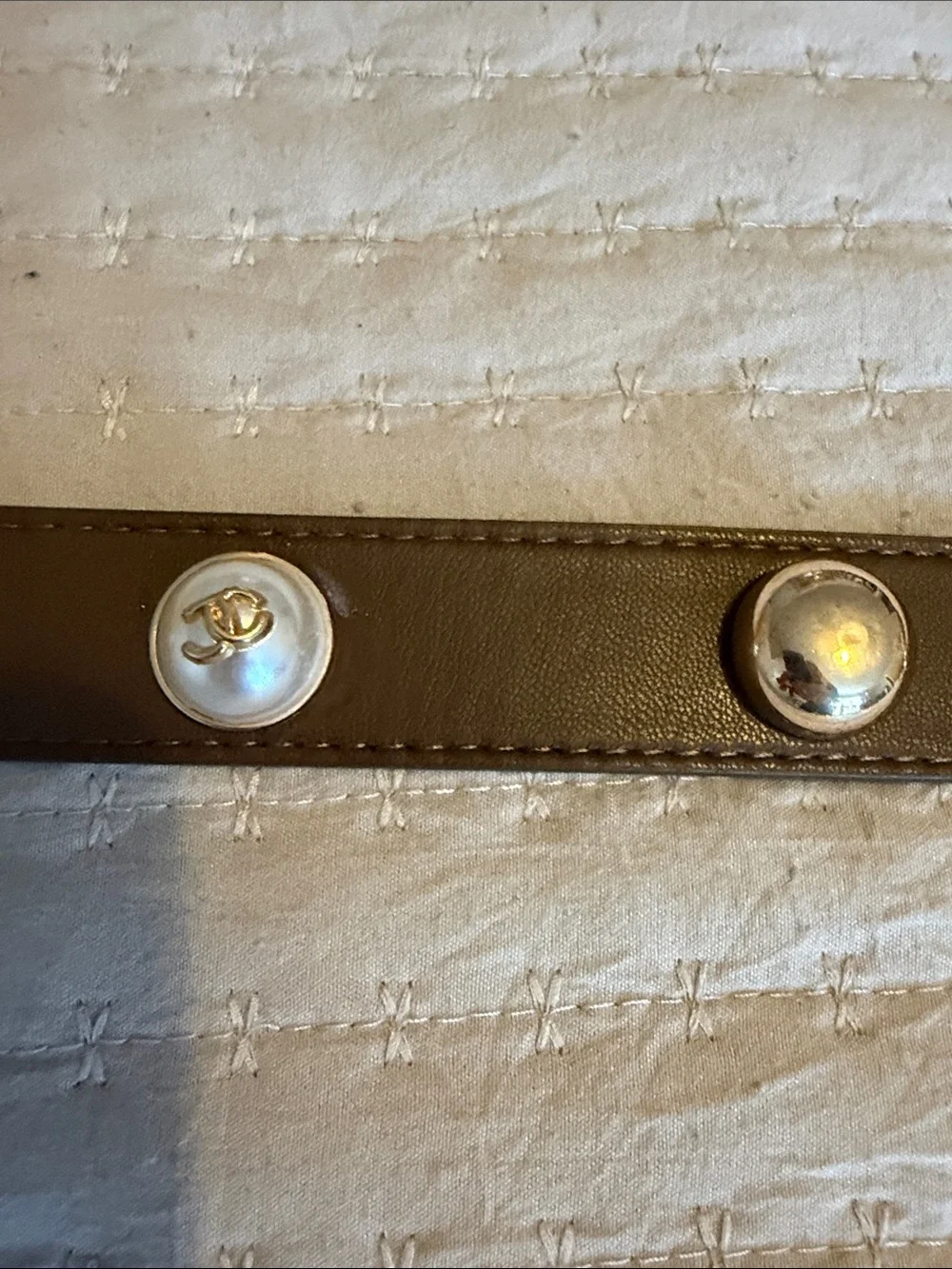 Juicy Couture Brown Leather Stud Belt with Gold-Tone Hardware